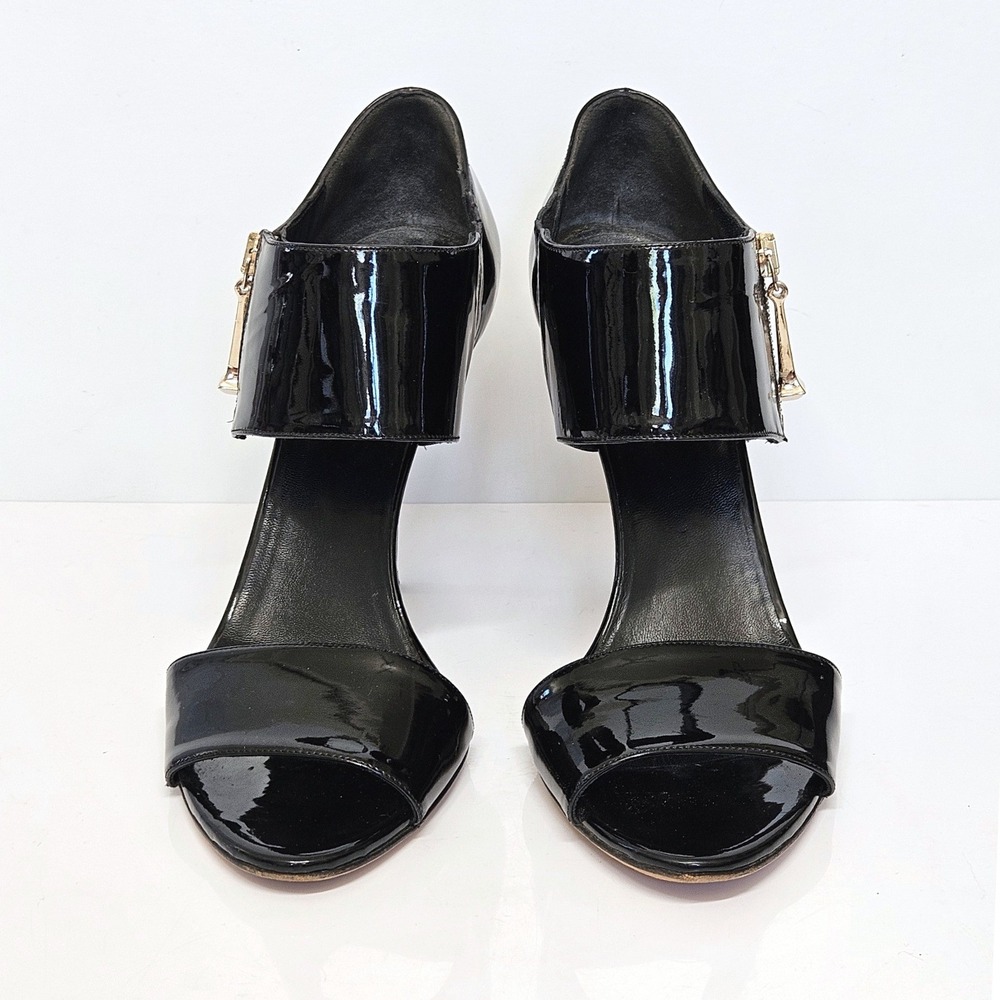 Gucci Black Patent Leather Ankle Cuff Sandal Heels Size 38.5 - Picture 3 of 11